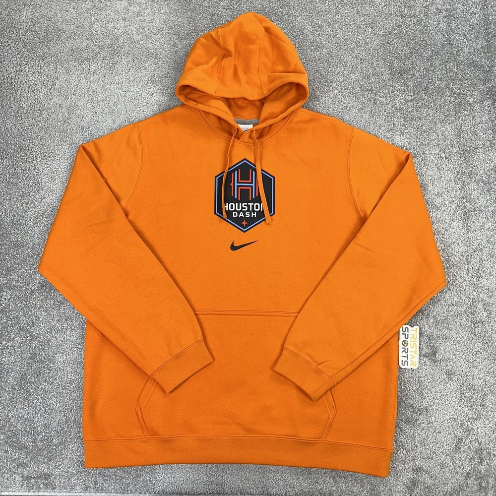 Houston Dash FC Hoodie Mens XL Orange NWSL Soccer Nike Club Fleece Sweatshirt